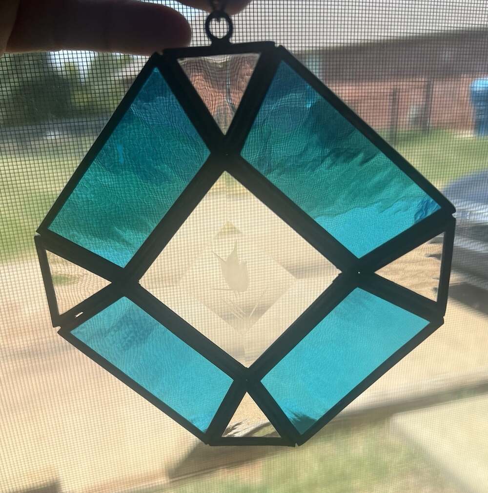 Vintage Etched Hummingbird Suncatchers Lot 3 Turquoise Stained Glass Brass